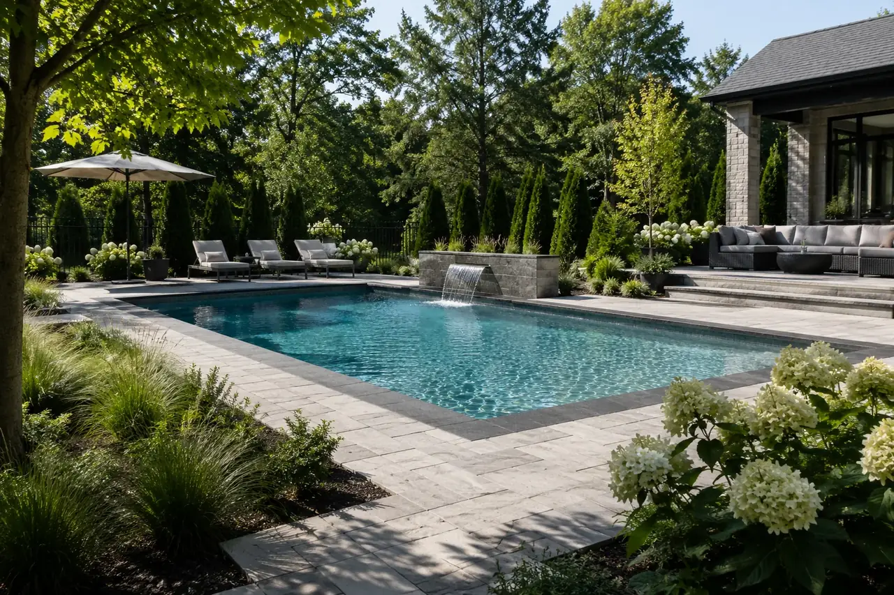 Aménagement paysager autour d’une piscine