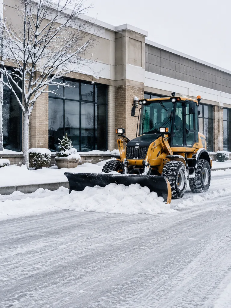 Déneigement mécanique d’une propriété commerciale